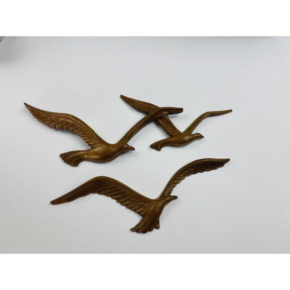 Vintage Homco Bird Seagulls Wall Art Decor Hanging Birds MCM Faux Wood. USA. - Picture 1 of 6